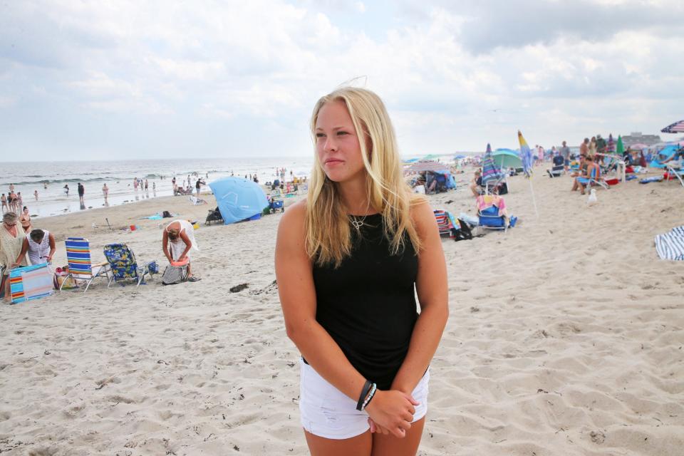Ella Bezanson, 19, jumped into the water at Hampton Beach Saturday night to help rescue people trapped in a rip current.