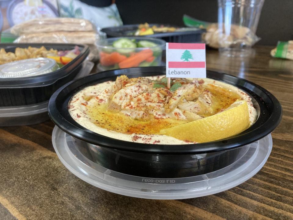 The Lebanon hummus from Hummus Hut inside Poke Fresh at 9864 E Grand River Ave. in Brighton.