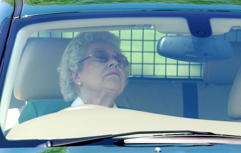 Queen Elizabeth in the car.