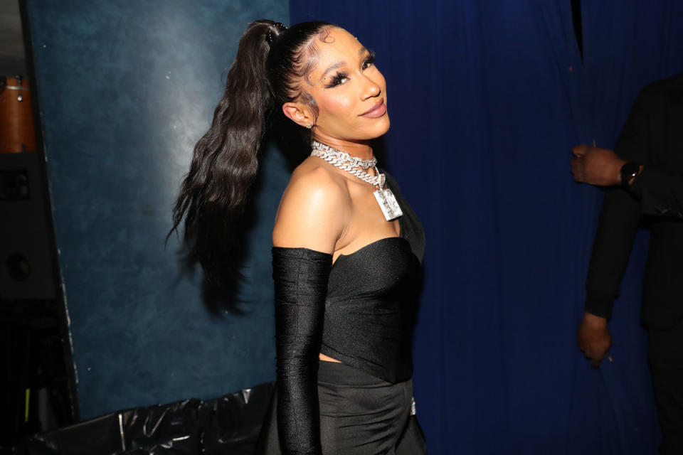Bia almost always wears her nameplate chain.<p>Photo: Johnny Nunez/Getty Images</p>