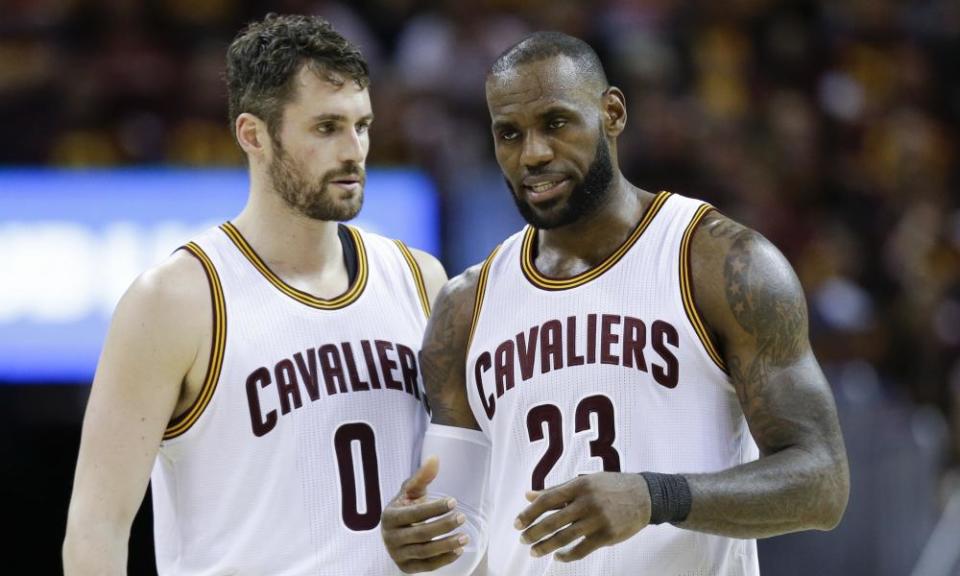 LeBron James and Kevin Love contemplate a tough loss on Sunday