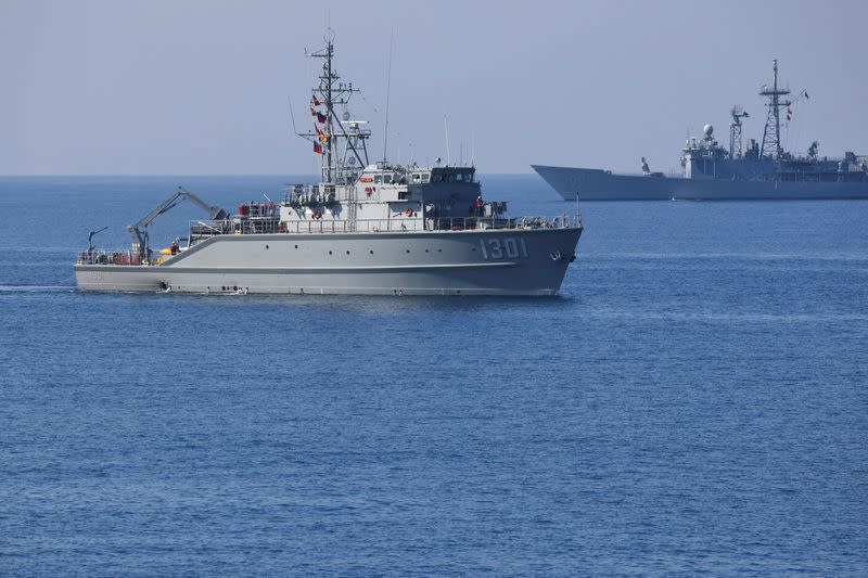 A view shows naval vessels on water as part of Taiwan's main annual "Han Kuang" exercises