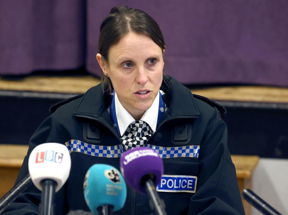 Lancashire Police Superintendent Sally Riley speaks to the media at St Michael's on Wyre Village Hall to give an update on the search for missing woman Nicola Bulley, 45, who was last seen on the morning of Friday January 27, when she was spotted walking her dog on a footpath by the nearby River Wyre in Lancashire. Picture date: Tuesday February 7, 2023.