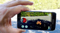 The augmented reality mobile game "Pokemon Go" by Nintendo is shown on a smartphone screen in this photo illustration taken in Palm Springs, California U.S. in 2016. A Kingsville couple has been fined for playing the game during lockdown. (Sam Mircovich/Illustration/Reuters)