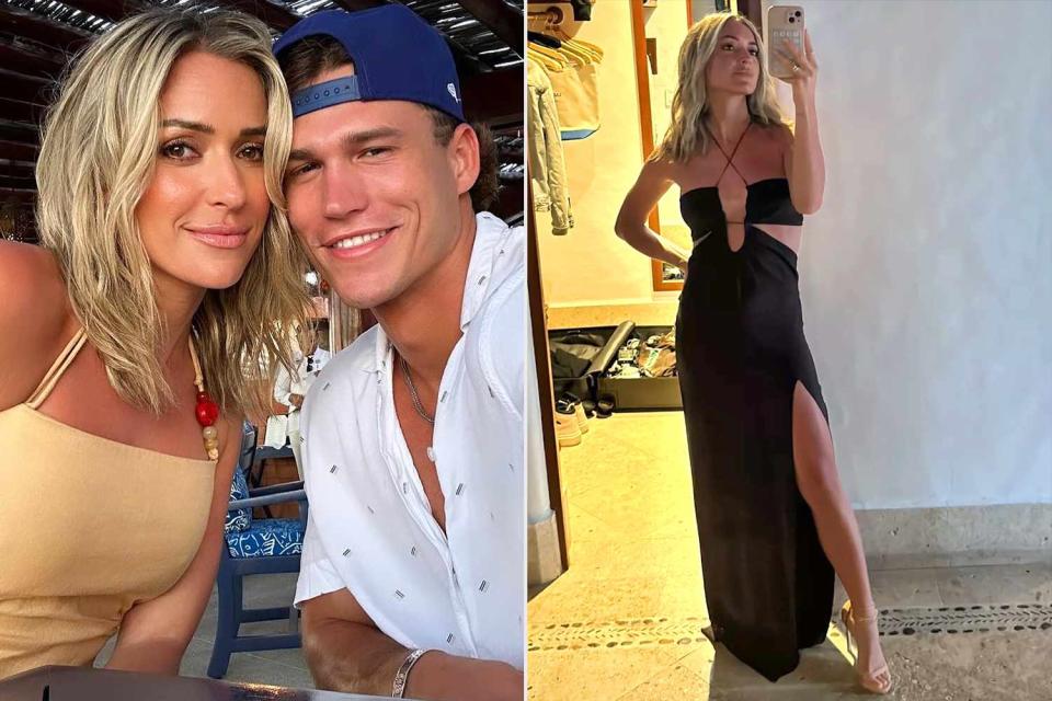 <p>Instagram/KristinCavallari</p> Kristin Cavallari and Mark Estes on vacation in Cabo San Lucas; Kristin Cavallari taking a selfie in a black dress