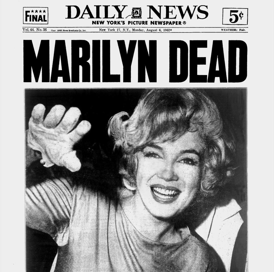 The front page of the New York Daily News, dated August 6, 1962 - Getty