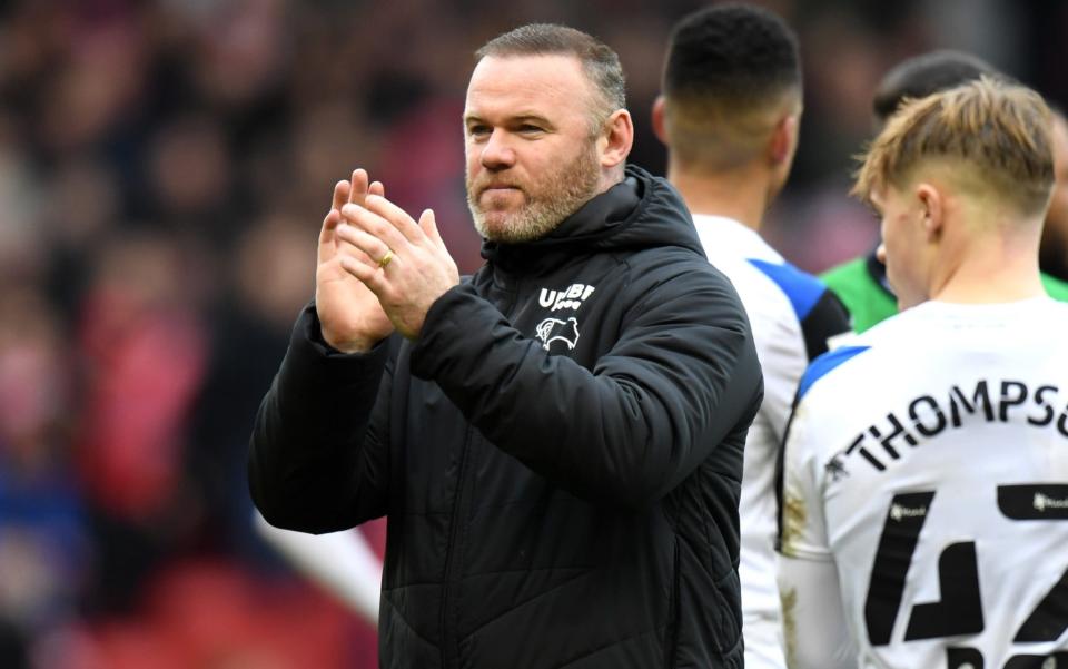 Wayne Rooney - Wayne Rooney pleads for end to Derby takeover saga as Nottingham Forest win feisty 'Brian Clough Trophy' - GETTY IMAGES