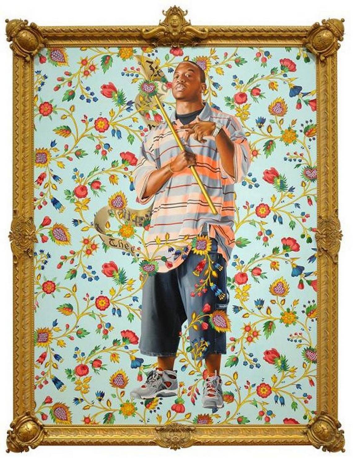 Kehinde Wiley, “St. John the Baptist II,” 2006, oil on canvas hangs in Nasher Museum of Art at Duke University. It was a gift from Blake Byrne.