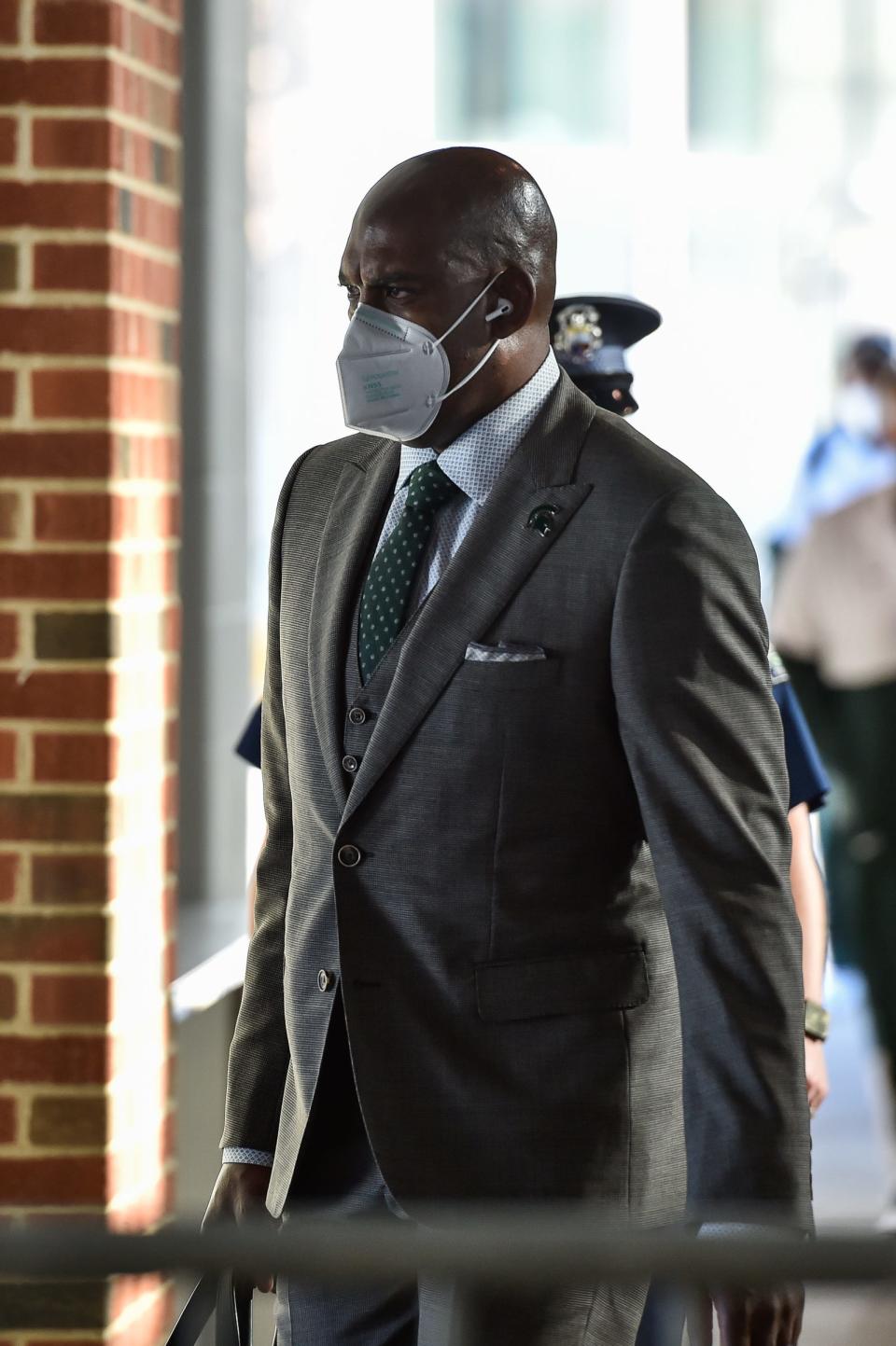 Michigan State coach Mel Tucker enters Kinnick Stadium before the game against Iowa on Saturday, Nov. 7, 2020, in Iowa City, Iowa.