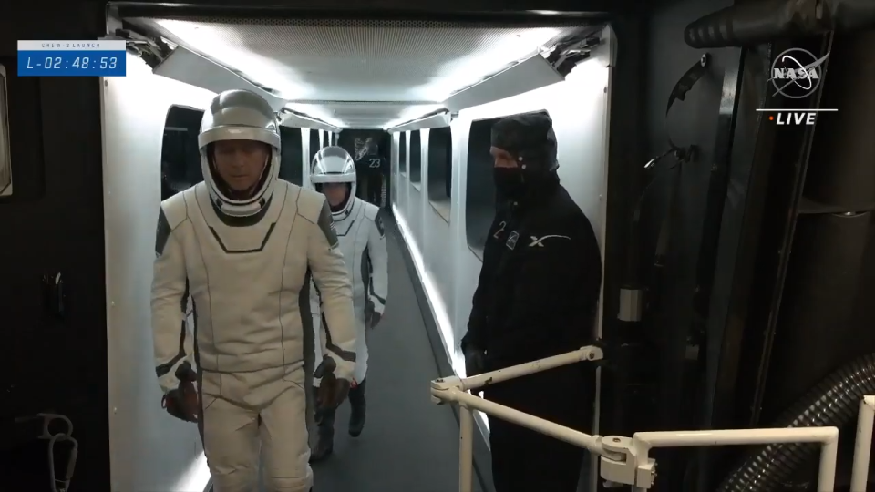Crew-2 astronauts prepare to board the Crew Dragon.
