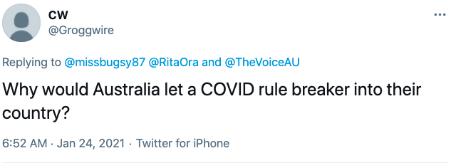 Tweet criticism decision to allow Rita Ora into Australia after covid rule breaking