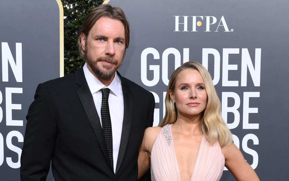 Kristen Bell (R) and husband actor Dax Shepard arrive for the 76th annual Golden Globe Awards on January 6, 2019, at the Beverly Hilton hotel in Beverly Hills, California. / Credit: VALERIE MACON/AFP via Getty Images