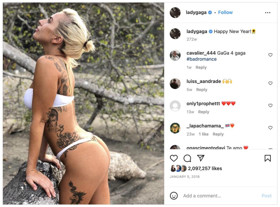 Lady Gaga poses for an Instagram picture in January 2018.