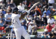 India's Hanuma Vihari bats during play on day one of the second cricket test between New Zealand and India at Hagley Oval in Christchurch, New Zealand, Saturday, Feb. 29, 2020. (AP Photo/Mark Baker)