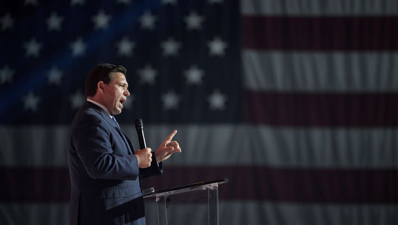 Florida Gov. Ron DeSantis addresses attendees during the Turning Point USA Student Action Summit on July 22, 2022, in Tampa, Fla.