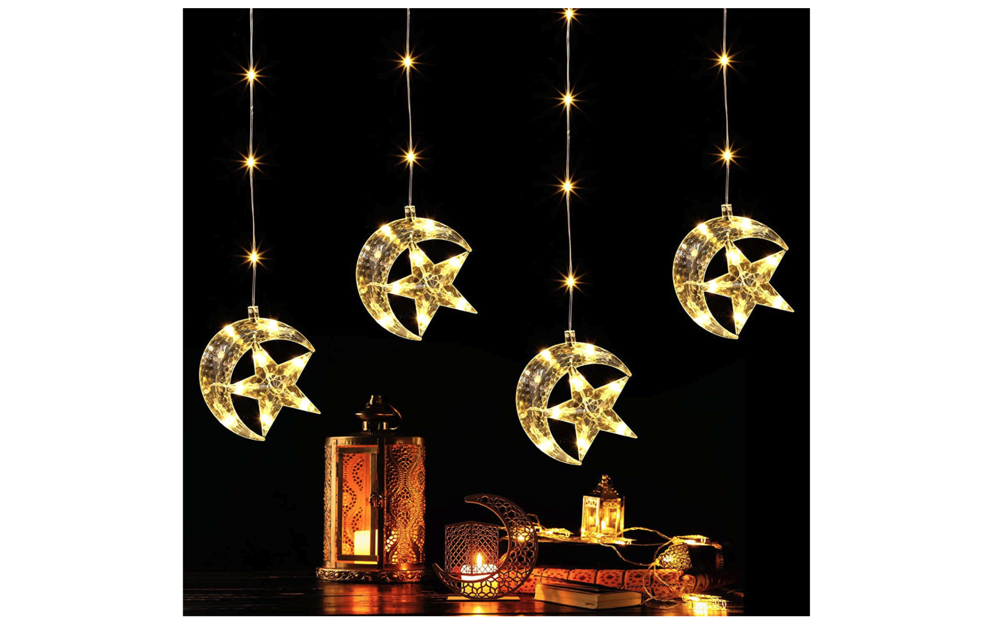 Eid Ramadan Moon Star Curtain String Lights. (PHOTO: Amazon Singapore)