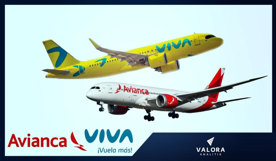 Autorizan integración entre Viva y Avianca en Colombia. Imagen: Elaboración Valora Analitik / Viva Vivaair.com - Avión Avianca Gustavo H. Braga en Flickr).