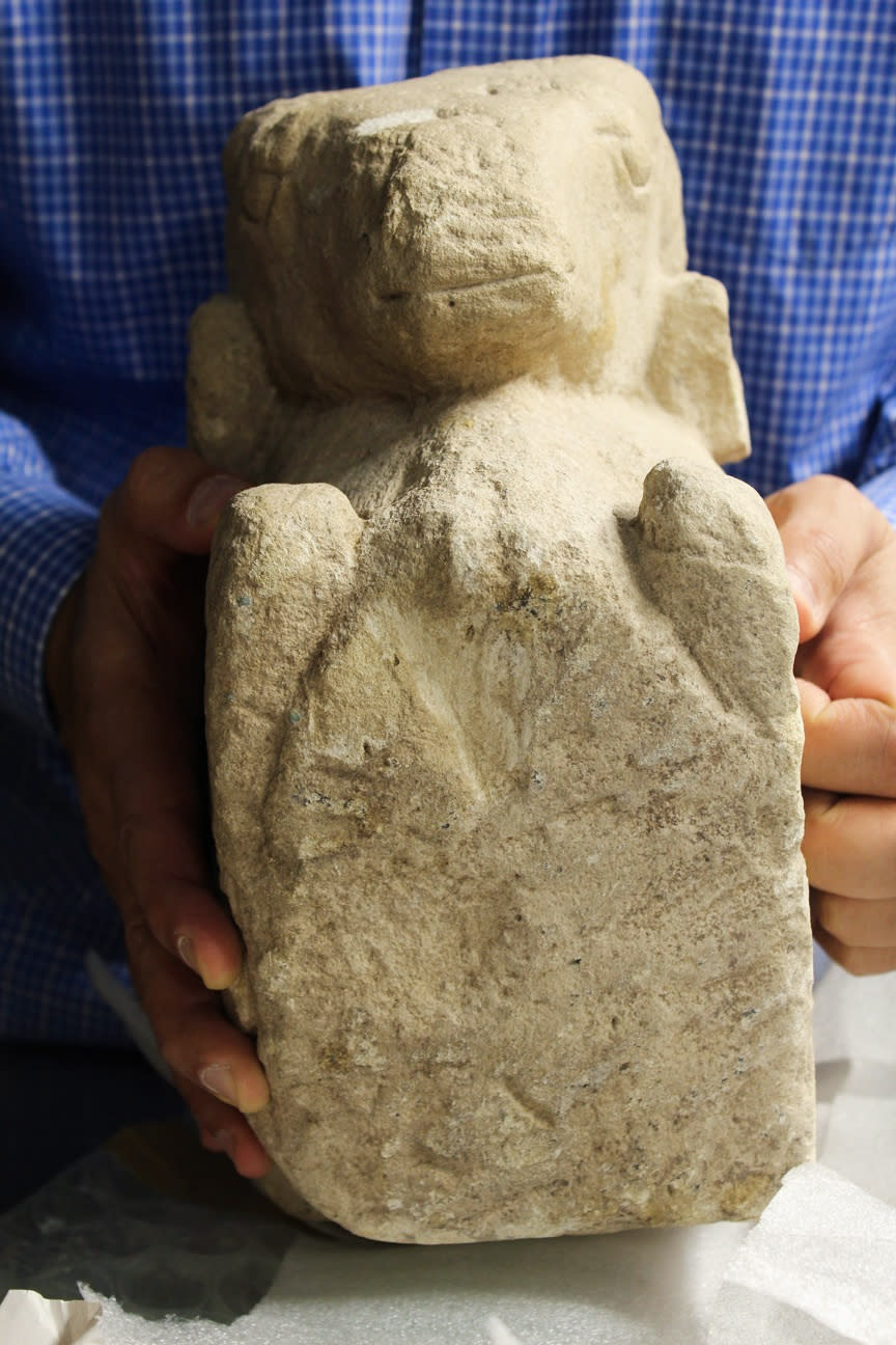 This undated image provided by the U.S. Immigration and Customs Enforcement’s office of public affairs shows a Sumerian Ram sculpture from 3000 B.C. (U.S. Immigration and Customs Enforcement via AP)