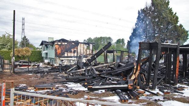 Two homes were destroyed in the fire Sunday morning. One house was under construction, while the second home was evacuated.  (Shane MacKichan - image credit)