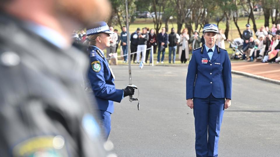 NSW Police Inspector Amy Scott during the ceremony. Picture: POOL/ NewsWire/Mick Tsikas