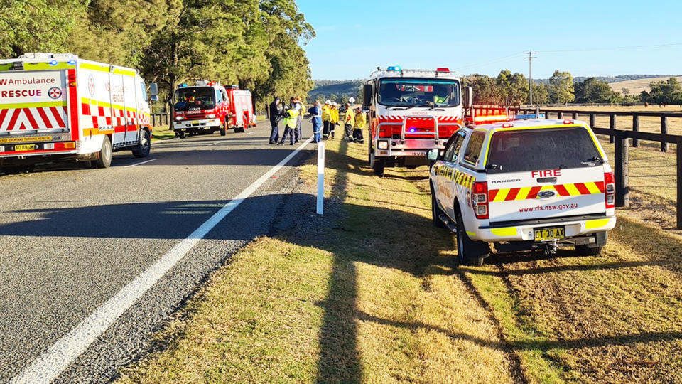The crash scene, pictured here in the NSW Hunter Valley.
