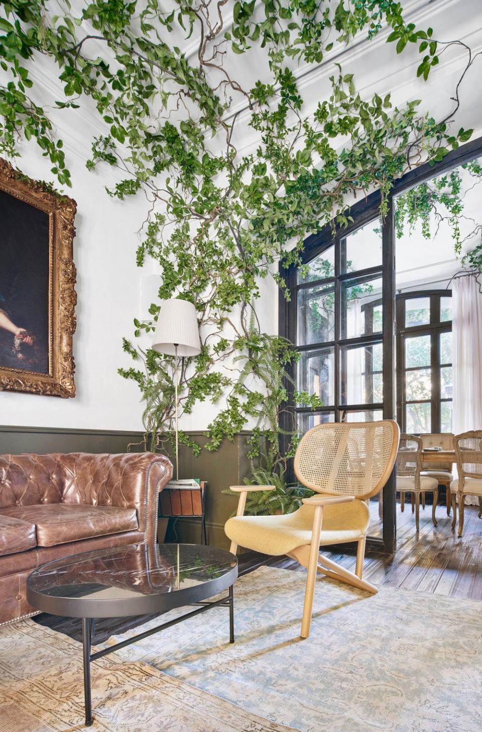 The trellised plantings make the interior incredibly lush and full of life.