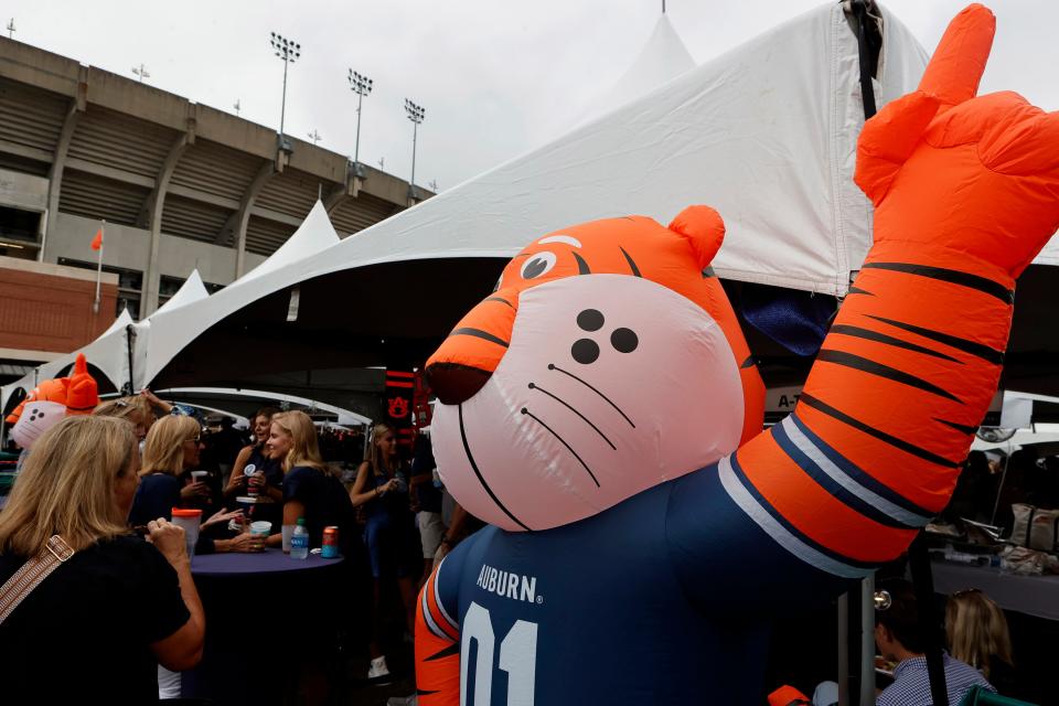 Sep 16, 2023; Auburn, Alabama, USA; Fans tailgate before a game between the Auburn Tigers and the Samford Bulldogs at Jordan-Hare Stadium. Mandatory Credit: John Reed-USA TODAY Sports