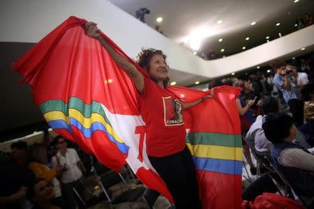 Supporters of Brazilian President Dilma Rousseff during a ceremony to announce the creation of new public universities, at Planalto Palace in Brasilia, Brazil, May 9, 2016. REUTERS/Adriano Machado