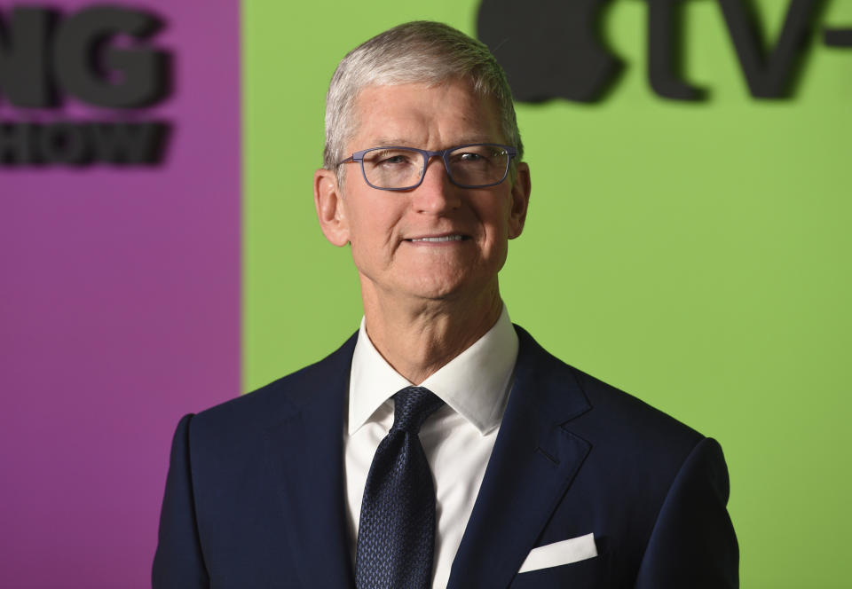 Apple CEO Tim Cook attends the world premiere of Apple's "The Morning Show" at David Geffen Hall on Monday, Oct. 28, 2019, in New York. (Photo by Evan Agostini/Invision/AP)