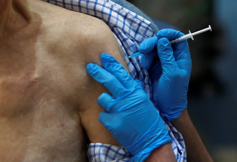 British Prime Minister Boris Johnson visits Guy's Hospital on the first day of administering a coronavirus vaccine in London