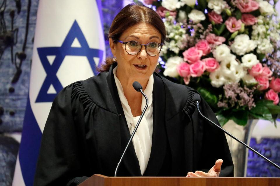 The new Israeli government plans to allow a simple majority in the Knesset to ignore any action by the Supreme Court to strike down a law as unconstitutional. Esther Hayut, pictured here, is the chief justice of the Supreme Court. <a href="https://www.gettyimages.com/detail/news-photo/new-incoming-israeli-president-of-the-supreme-court-esther-news-photo/866698662?phrase=Esther%20Hayut&adppopup=true" rel="nofollow noopener" target="_blank" data-ylk="slk:Thomas Coex/AFP via Getty Images;elm:context_link;itc:0;sec:content-canvas" class="link ">Thomas Coex/AFP via Getty Images</a>