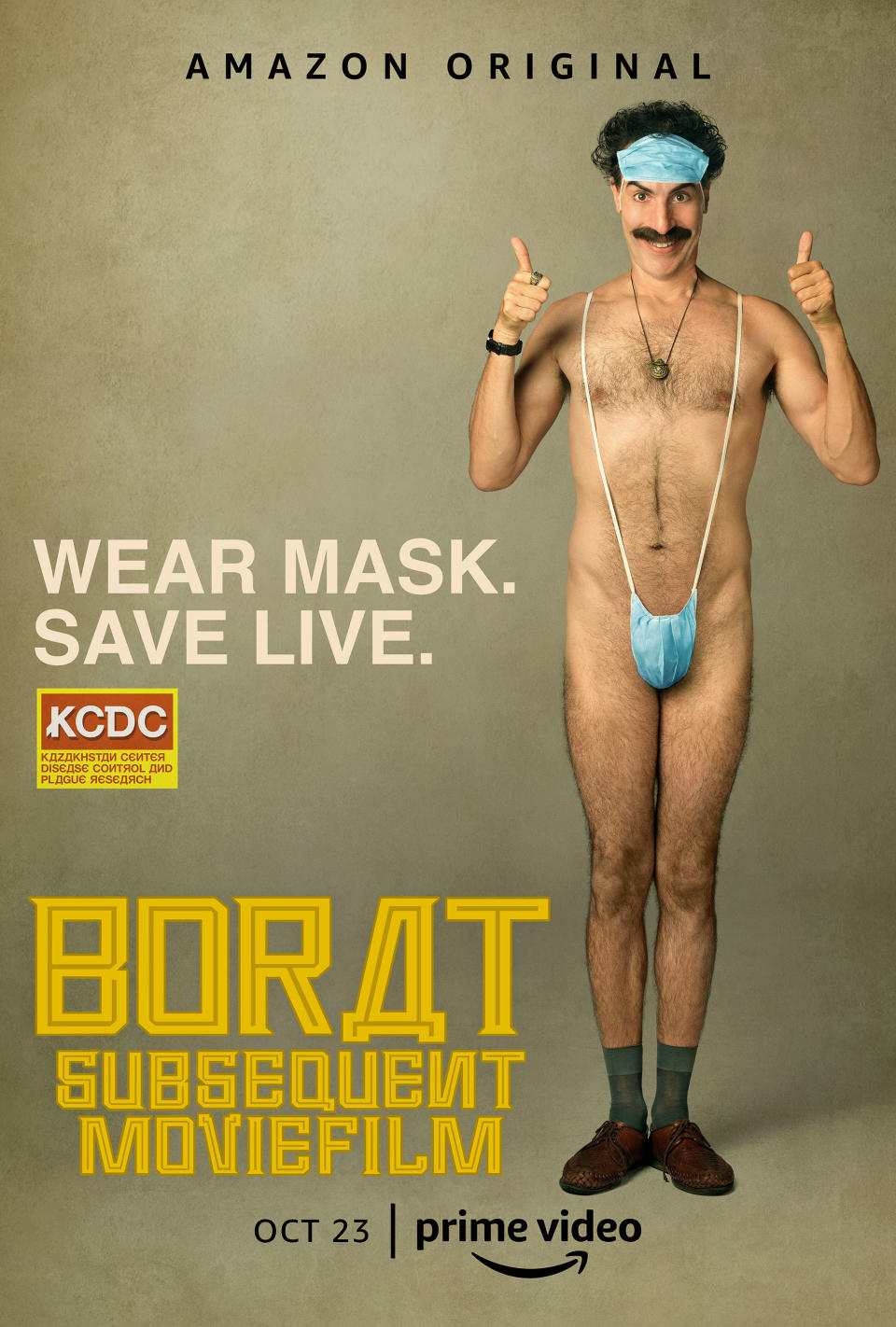 New poster for 'Borat Subsequent Moviefilm'. (Credit: Amazon)