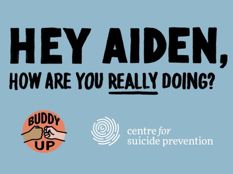 The Centre for Suicide Prevention is asking men to check in on their friends during the month of June to help raise awareness of their 'Buddy Up' campaign. (Centre for Suicide Prevention - image credit)