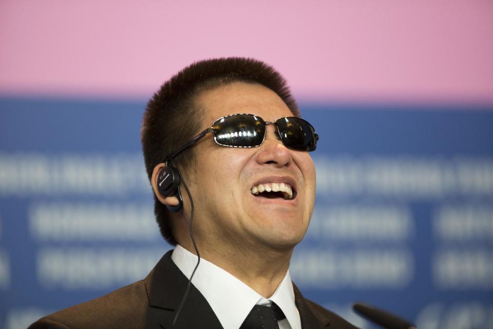 Actor Mu Huaipeng listens to questions from journalists at the press conference for the film Blind Massage during the International Film Festival Berlinale in Berlin, Monday, Feb. 10, 2014. (AP Photo/Axel Schmidt)