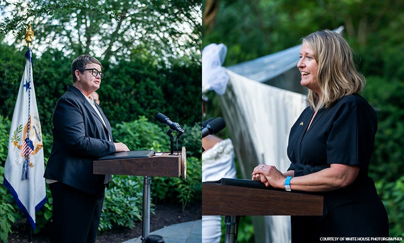 Kris Perry and Sandy Stier and VP Kamala Harris's Pride event