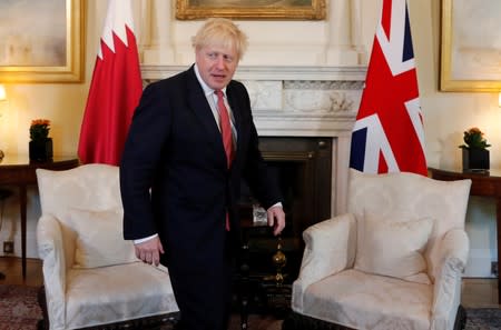 FILE PHOTO: Britain's Prime Minister Boris Johnson meets with Qatar's Emir Sheikh Tamim bin Hamad Al Thani in London