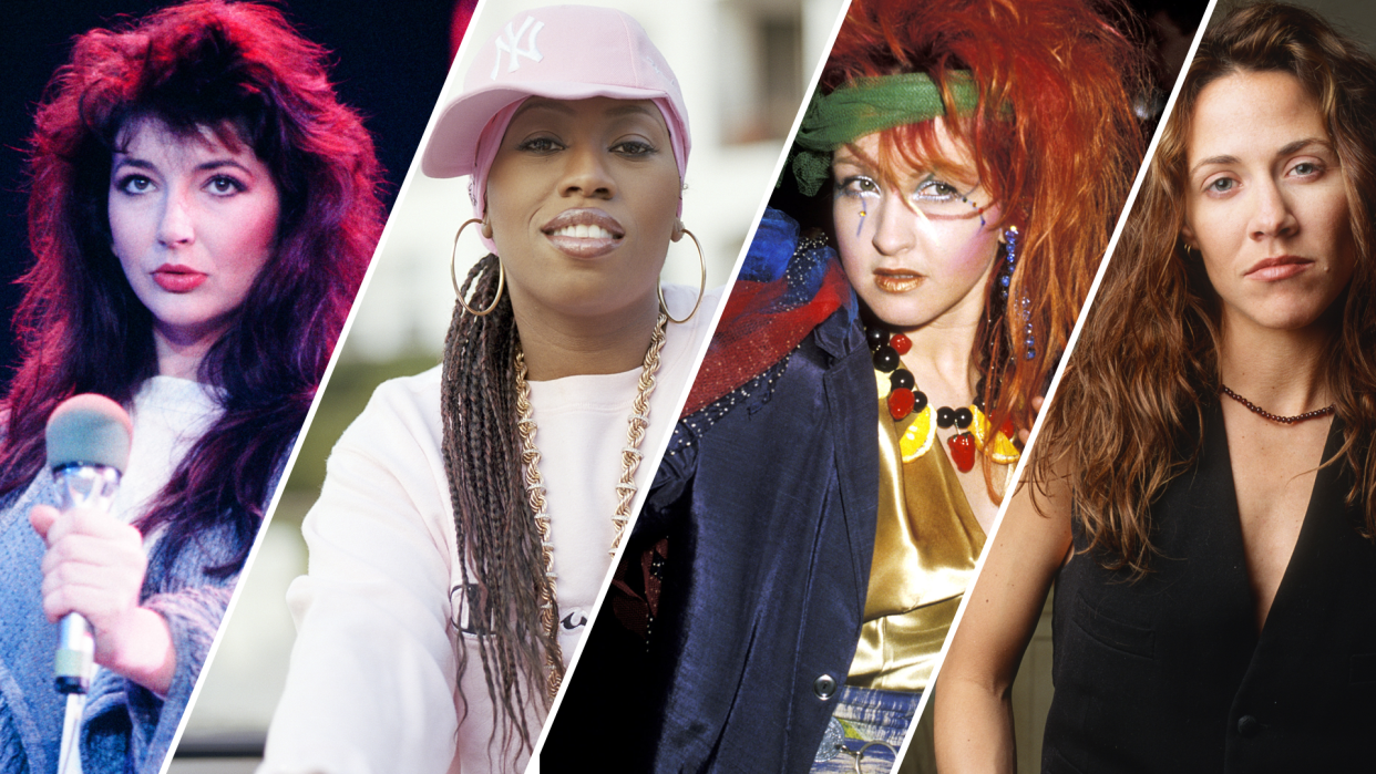 Kate Bush, Missy Elliott, Cyndi Lauper, and Sheryl Crow are among the 14 artists nominated for the Rock & Roll Hall of Fame's Class of 2023. (Photos: Getty Images)