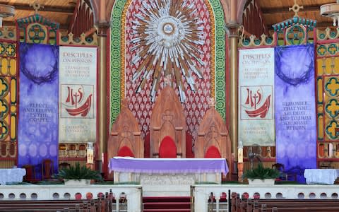 Castries' Catholic cathedral in St Lucia - Credit: Getty