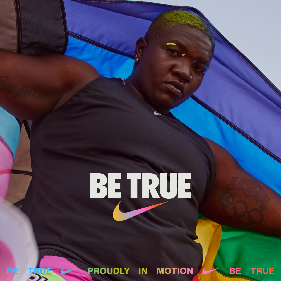 Raven Saunders stars in Nike’s “Proudly in Motion” campaign for its Be True collection. - Credit: Courtesy of Nike