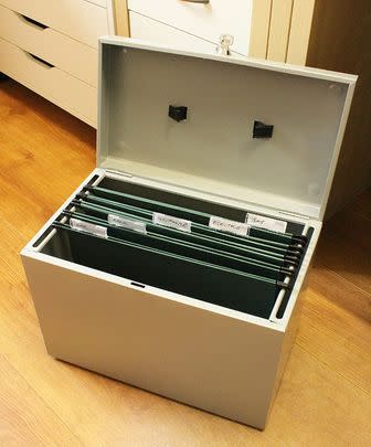 I use this file box to make keeping track of paperwork as easy as possible