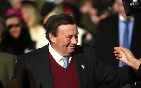 Trainer Nicky Henderson after he sent out Buveur D'air to win The UniBet Champion Hurdle Challenge Trophy during Day One of the Cheltenham Racing Festival at Prestbury Park in Cheltenham - Credit: Getty Images