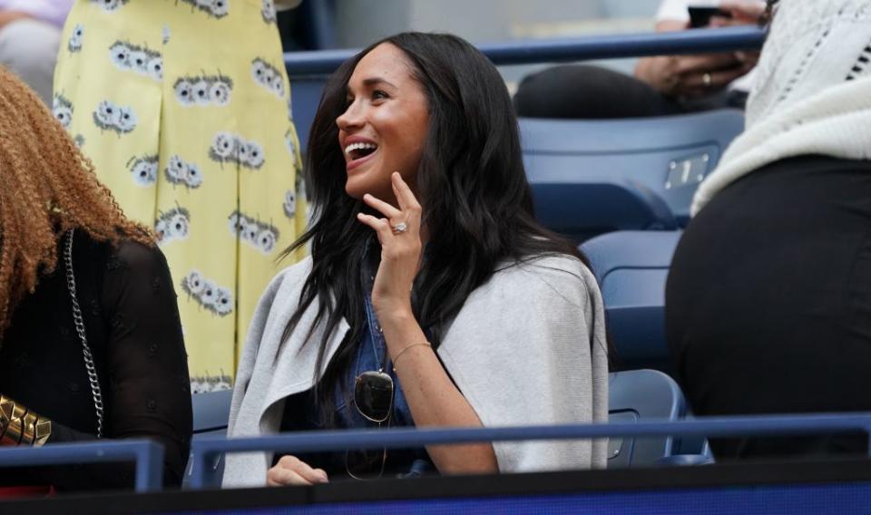 Meghan, Duchess of Sussex arrives to watch Serena Williams against Bianca Andreescu during the Women's Singles Finals match at the 2019 U.S. Open at the USTA Billie Jean King National Tennis Center in New York on Sept. 7, 2019. | TIMOTHY A. CLARY—AFP/Getty Images