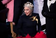 <p>Lady Gaga made a statement at the inauguration of the 46th President with a crown of platinum blonde Dutch braids interwoven with a black ribbon.</p>