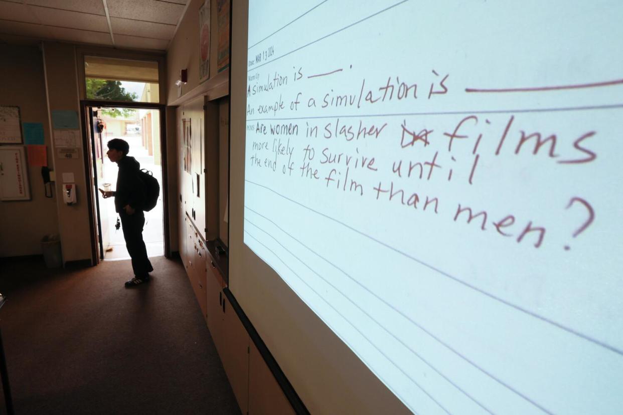 A student in a classroom.