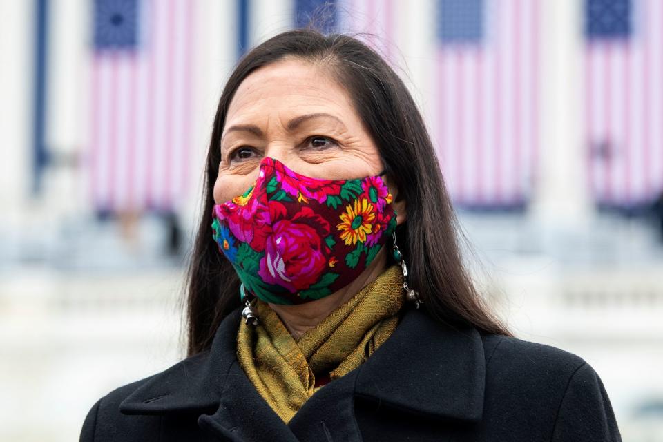 Deb Haaland, nominee to be Interior secretary, attends the inauguration of Joe Biden at the U.S. Capitol on Jan. 20, 2021.