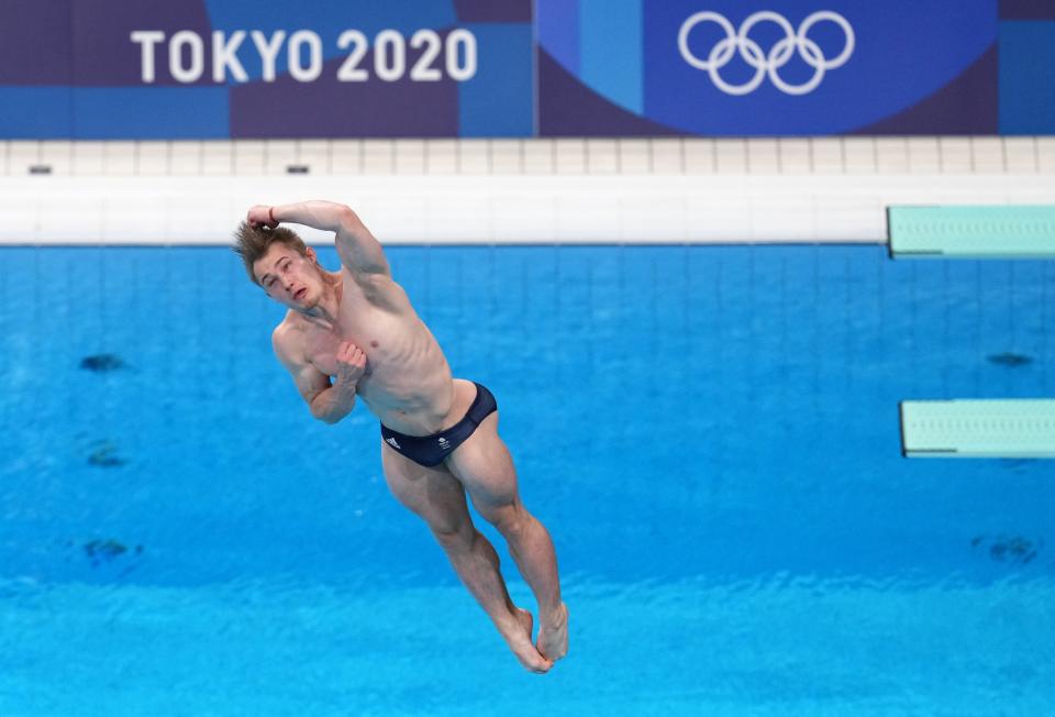 Laugher during the men’s 3m springboard final (Martin Rickett/PA) (PA Wire)