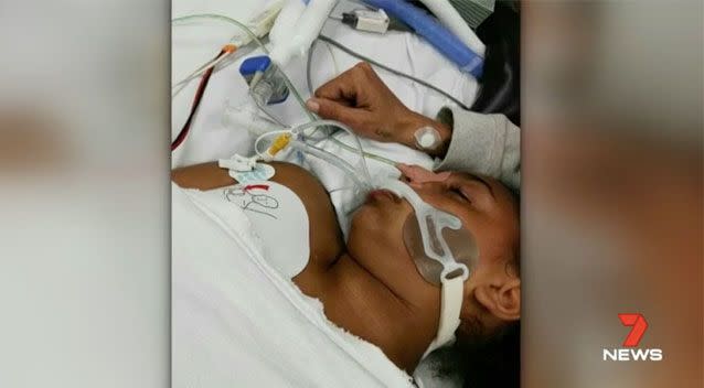 Denishar Woods remains in a critical condition after being shocked by a tap outside her home. Source: 7News