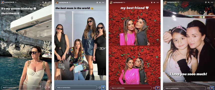 A series of Kyle Richards alone and with her daughters to celebrate her birthday.