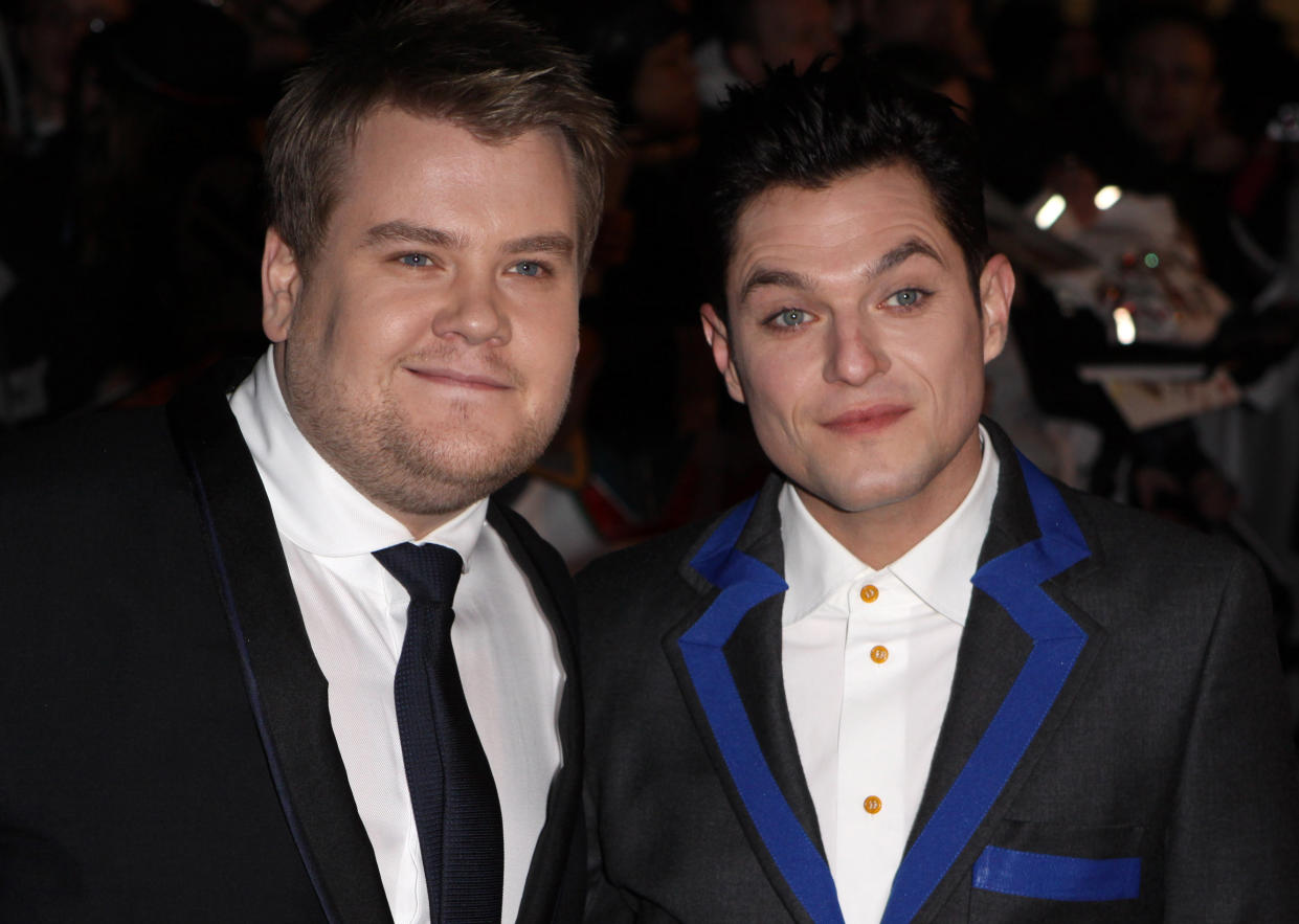 James Corden and Mathew Horne attends the BRIT Awards 2009 at Earl's Court on February 18, 2009 in London, England. (Photo by Fred Duval/FilmMagic)