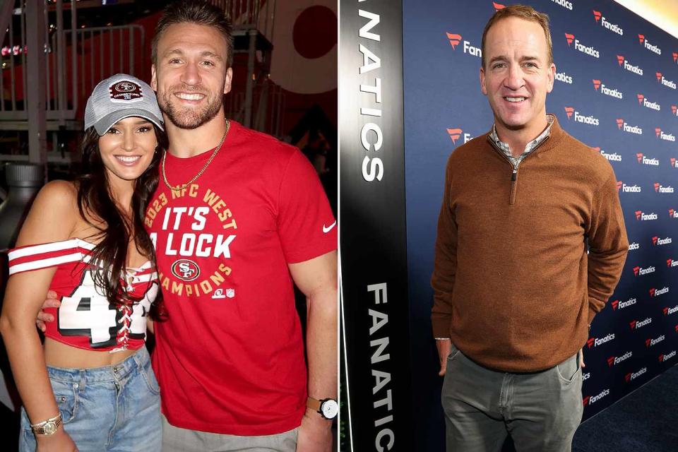 <p>Kristin Juszczyk; Kevin Mazur/Getty Images</p> Kristin Juszczyk Says Peyton Manning shared advice with husband Kyle, and 49ers pals during Mexico vacation.